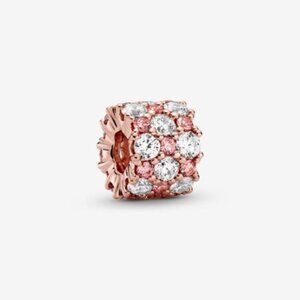 14k Rose gold-plated charm with clear and fancy fairy tale pink cubic zirconia